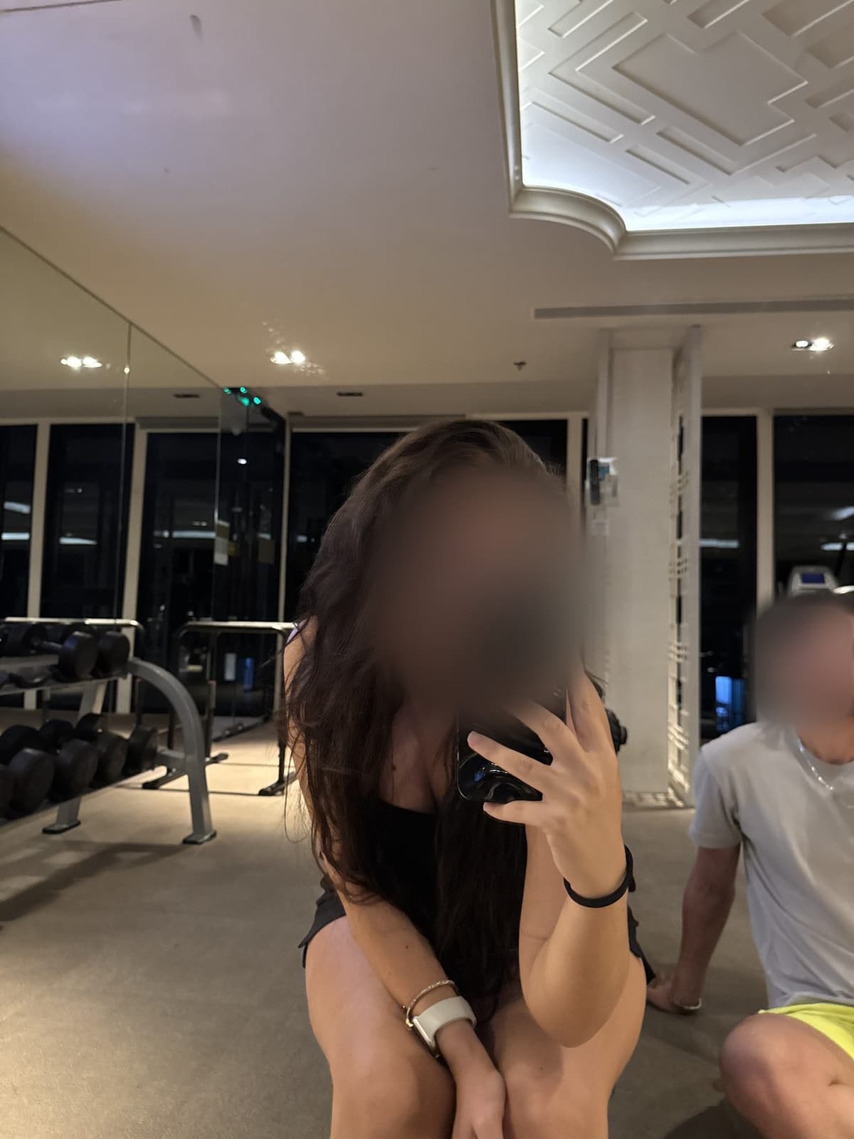 At the gym with his girlfriend